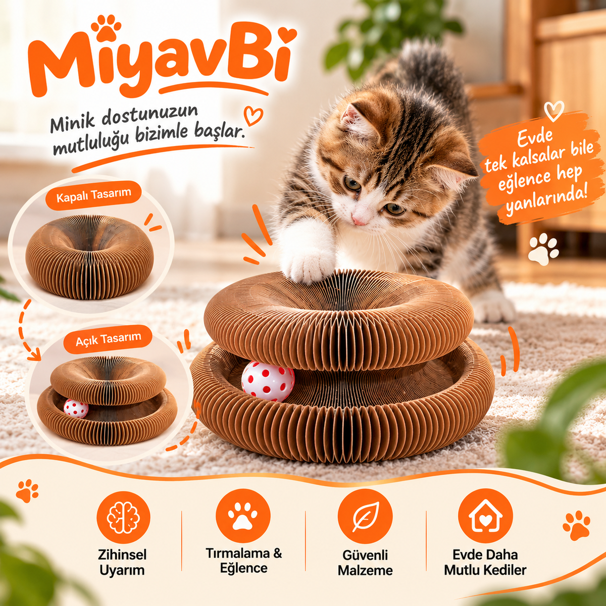 Akordiyonlu kedi yatağı